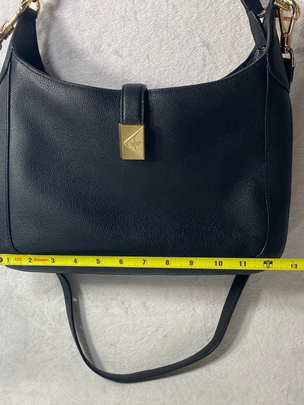 Kate Spade New York Deco Pebbled Leather Crossbody Small Tote Bag Black NWOT